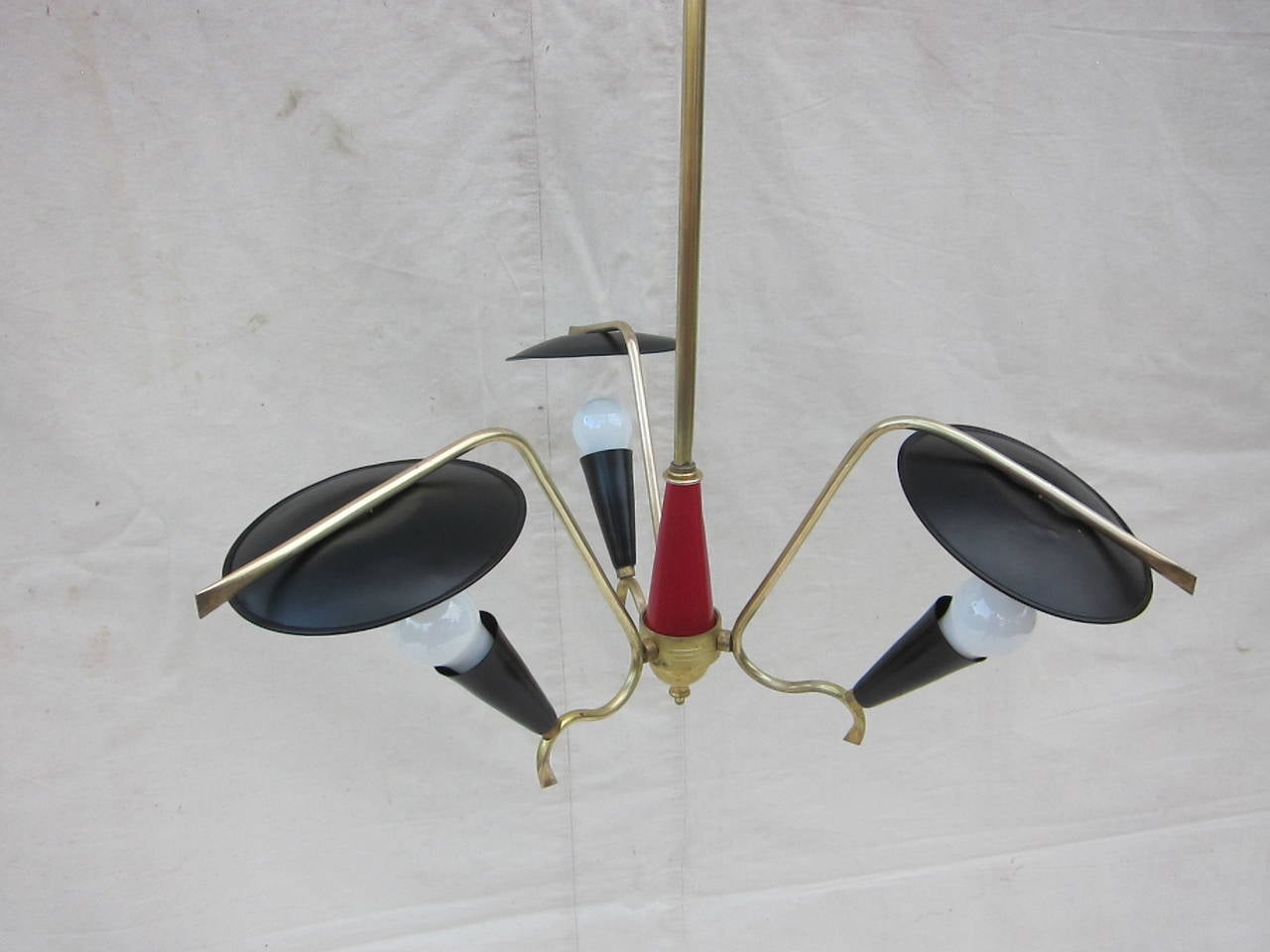 1950 Italian Three-Arm Pendant Lamp In Good Condition In New York, NY