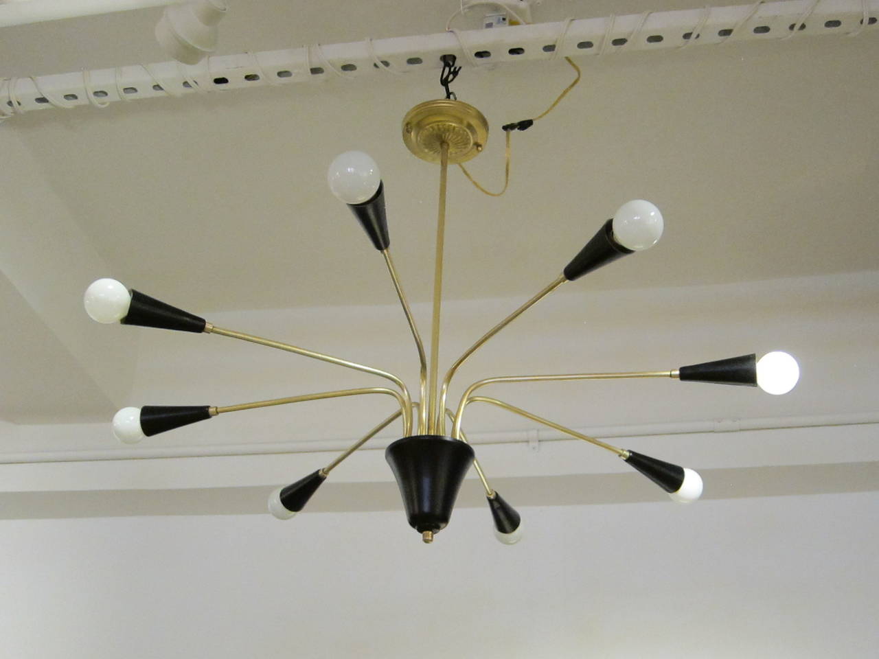 Brass Italian Hanging Lamp in the Style of Stilnovo