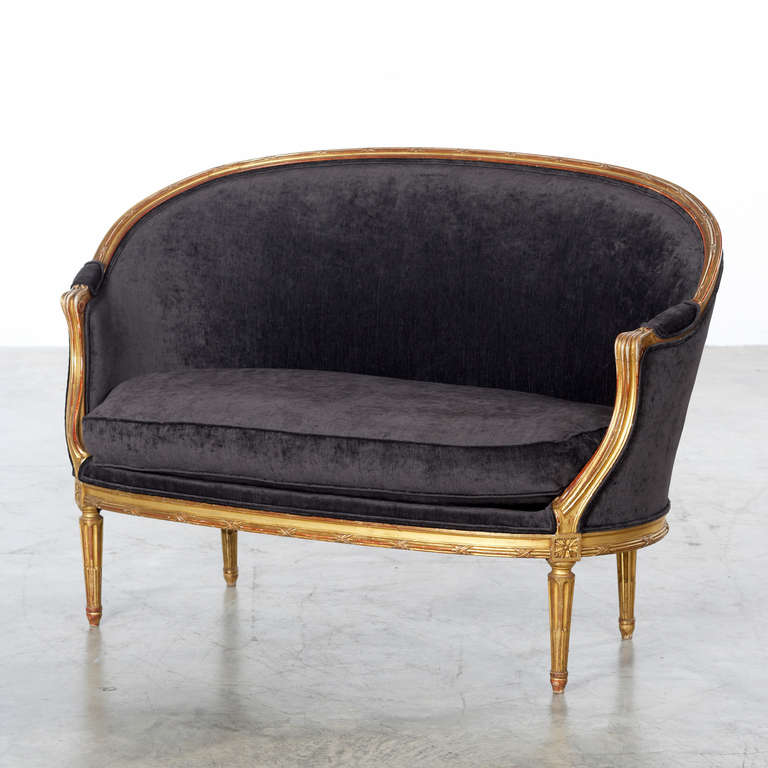 19th century French Loius Philippe carved gilt Sofa, newly upholstered in Sanderson.