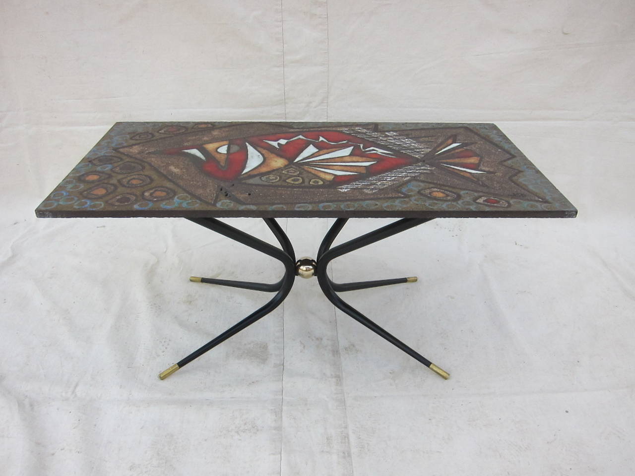 Italian Artisan Tile Table in the Style of Gio Ponti For Sale 4