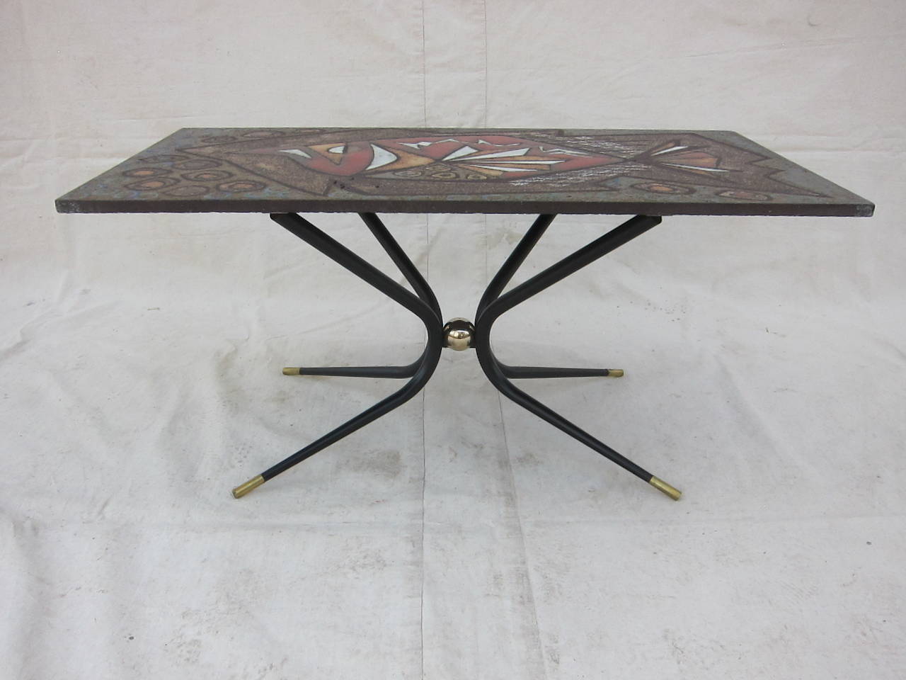 Italian Artisan Tile Table in the Style of Gio Ponti In Good Condition For Sale In New York, NY