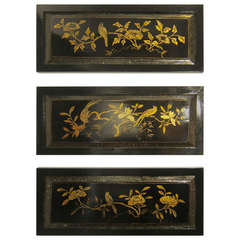 Set of 3 19th century Painted Story Board Panels