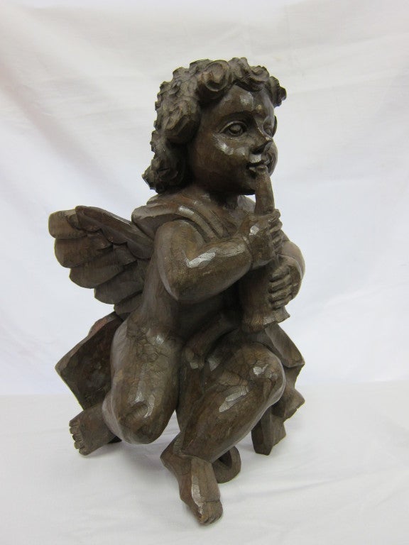 Carved 19th Century Putto Sculpture