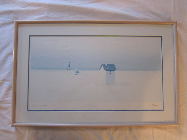 A suite of Three French Beach Scenes Prints by artist C. Giordani. 
C. Giordani an Italian artist living and working in Paris France. 
Three separate prints each signed. Titled 