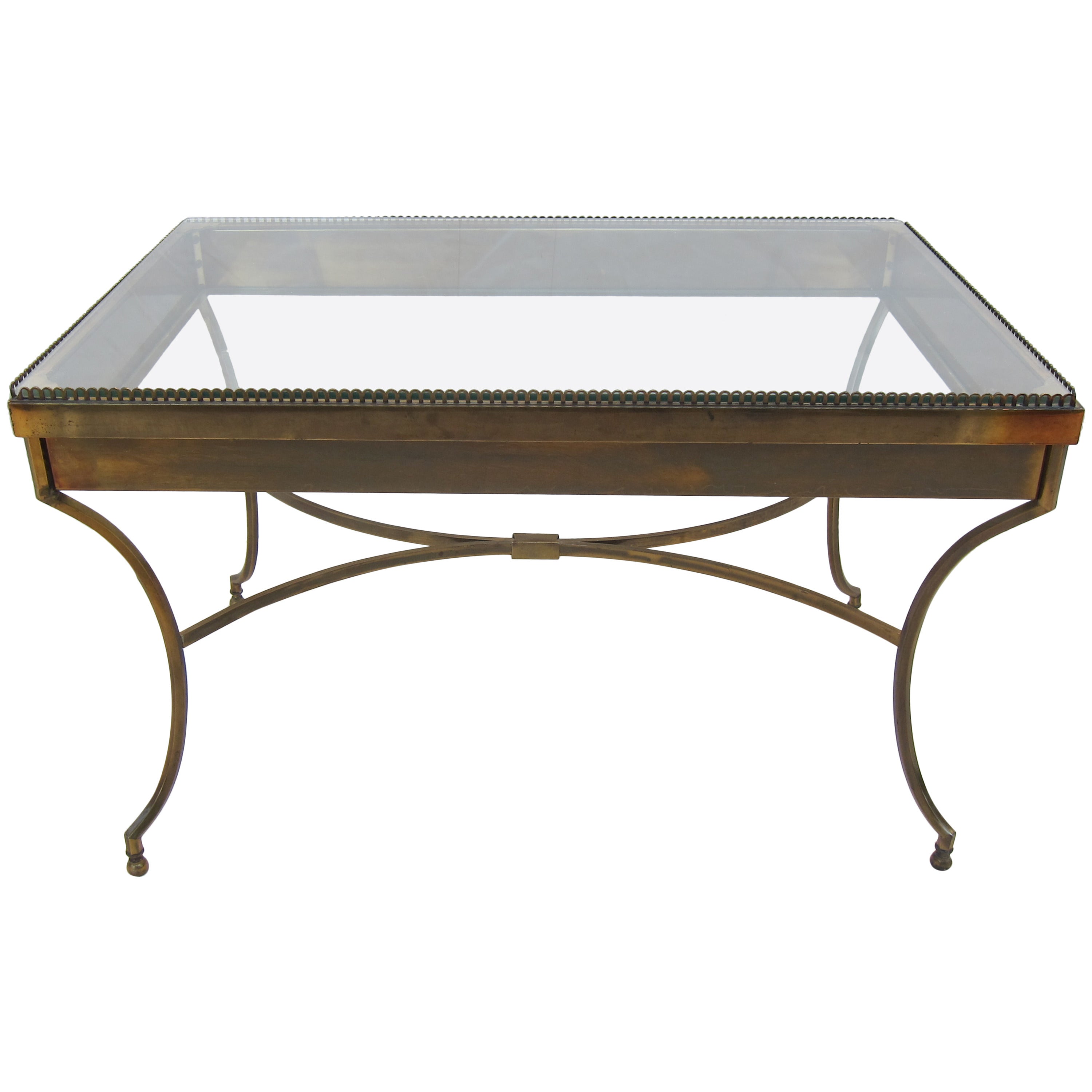 Brass and Glass Display Tray Table