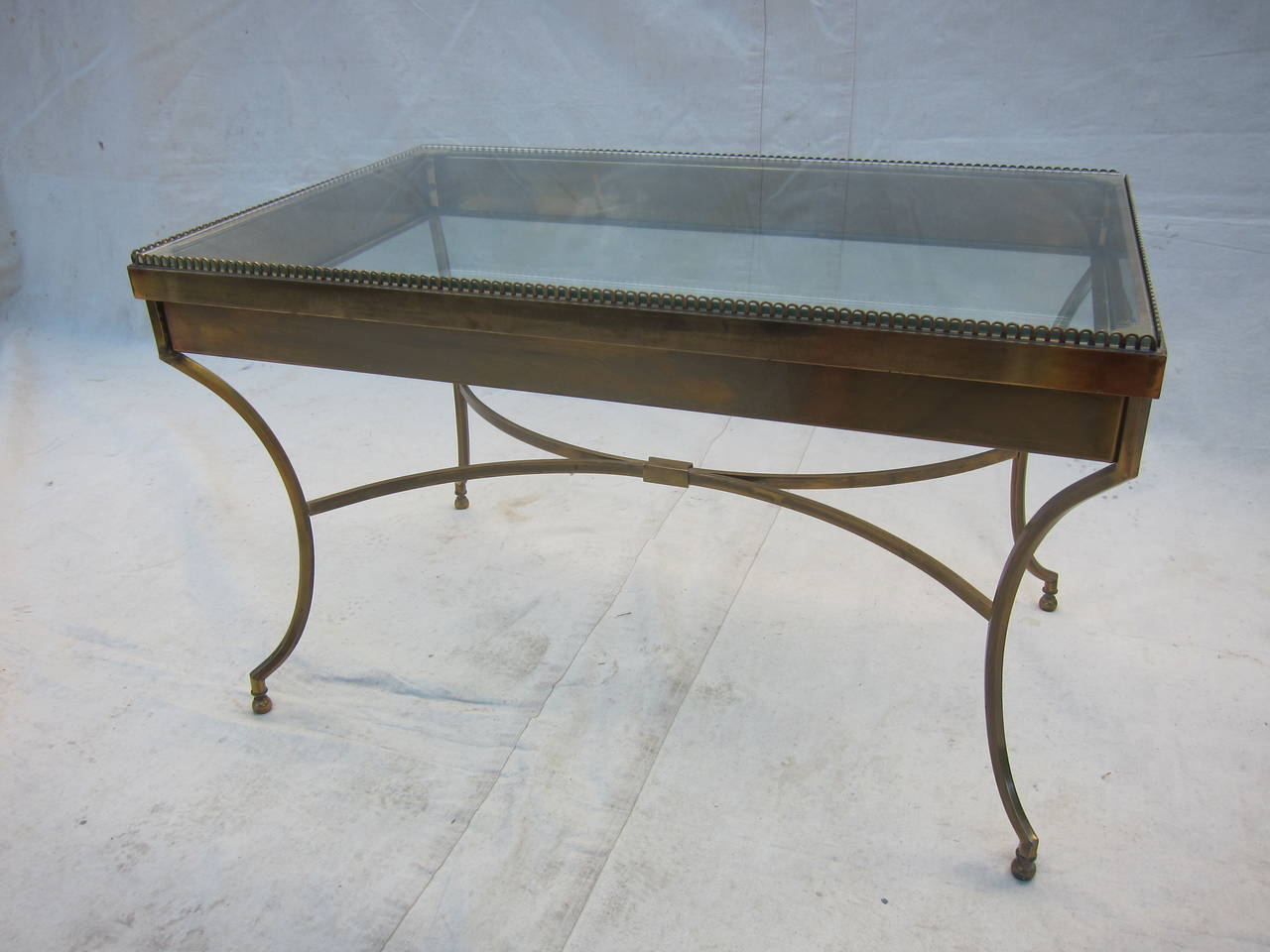 Brass and Glass Display Tray Table In Good Condition In New York, NY