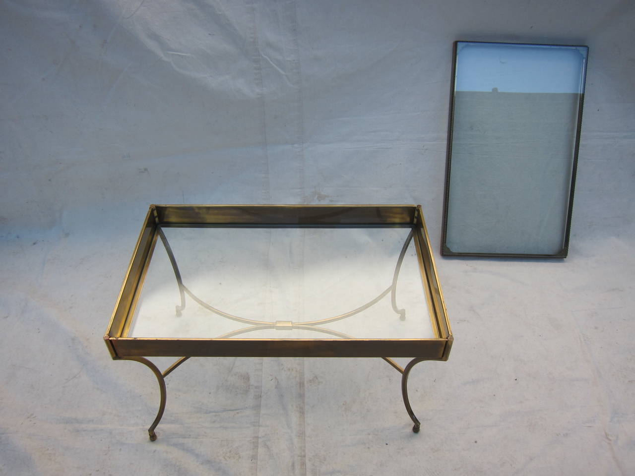 20th Century Brass and Glass Display Tray Table