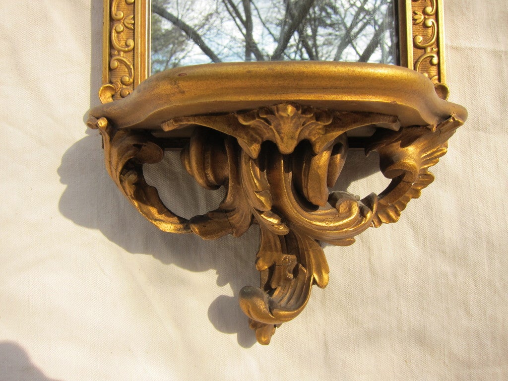 19th century French Gesso & Gilt Shelf mirror, carved wood with gilded gesso detailing.