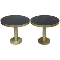 Vintage Pair Modern Brass Side Tables in the Style of Fontana Arte