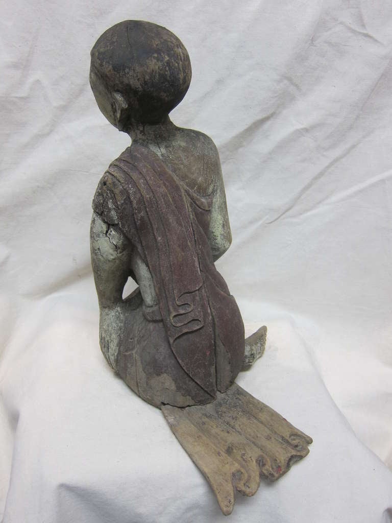 Burmese 19th Century Carved Monk Sarriputta