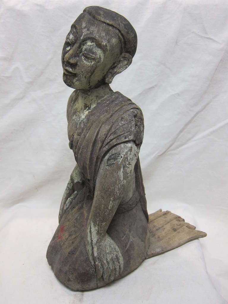 19th Century Carved Monk Sarriputta 5