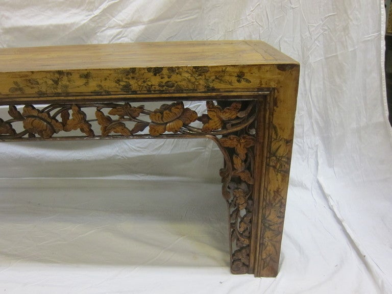 Qing 19th Century Carved Low Table Bench