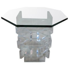 Octagon Glass Top Lucite Table