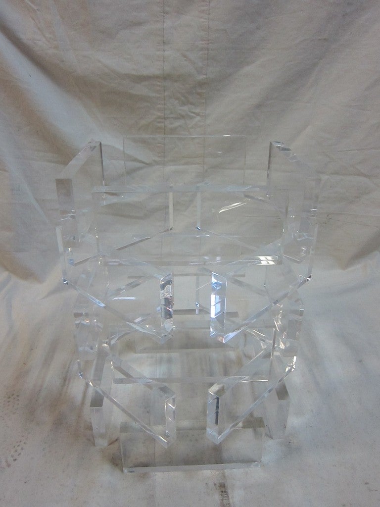 Octagon Glass Top Lucite Table