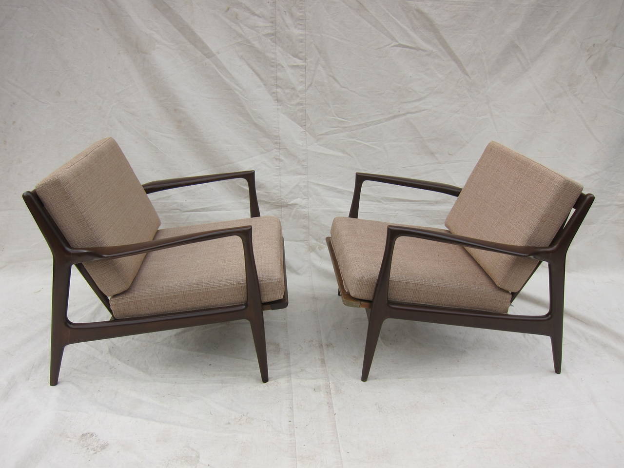 Pair IB Kofod Larsen Lounge Chairs In Good Condition In New York, NY