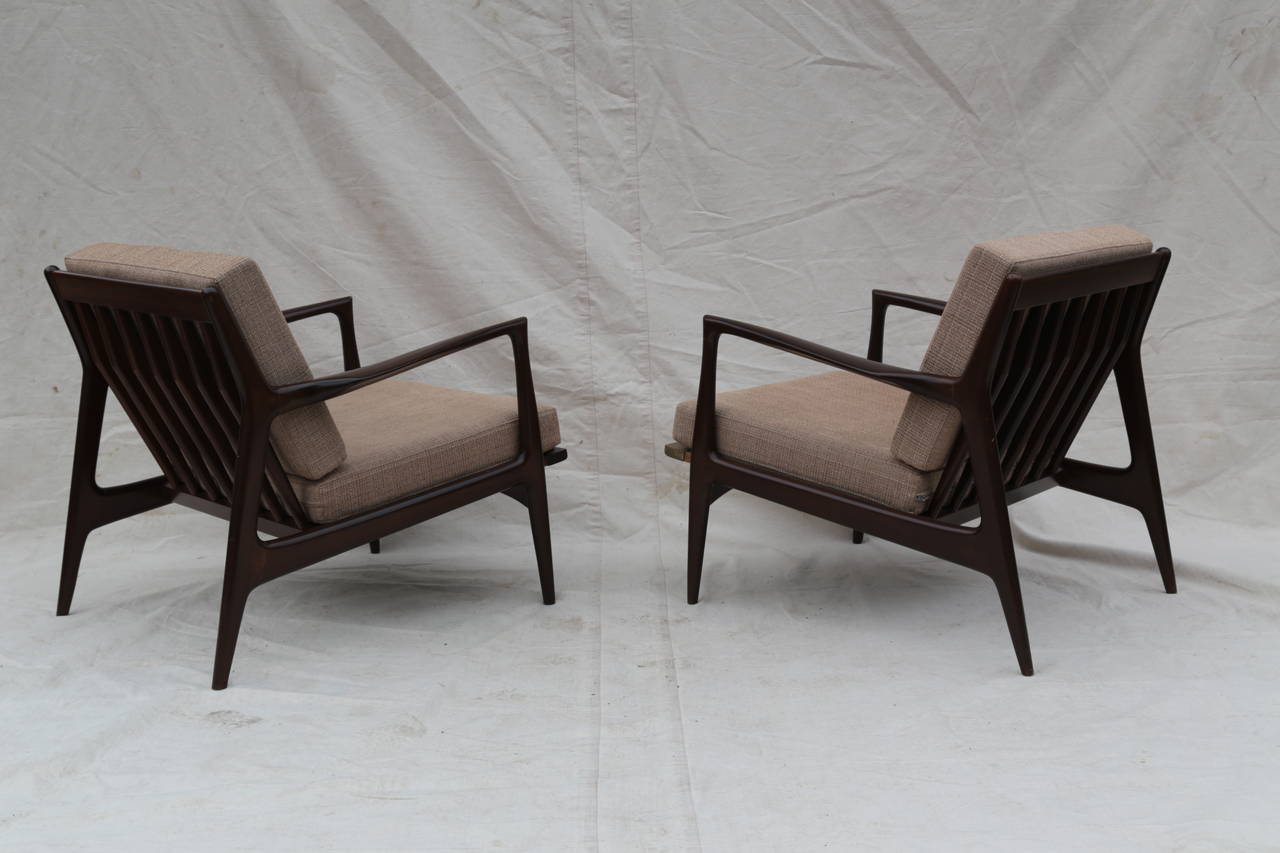 Walnut Pair IB Kofod Larsen Lounge Chairs