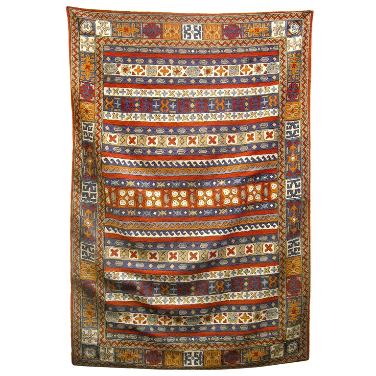 Kashmiri Chain Stitch Tribal Carpet