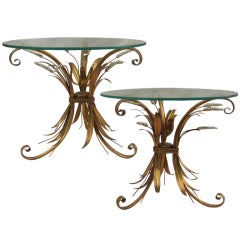 Pair Gilt Foliate Tole Italian Side tables