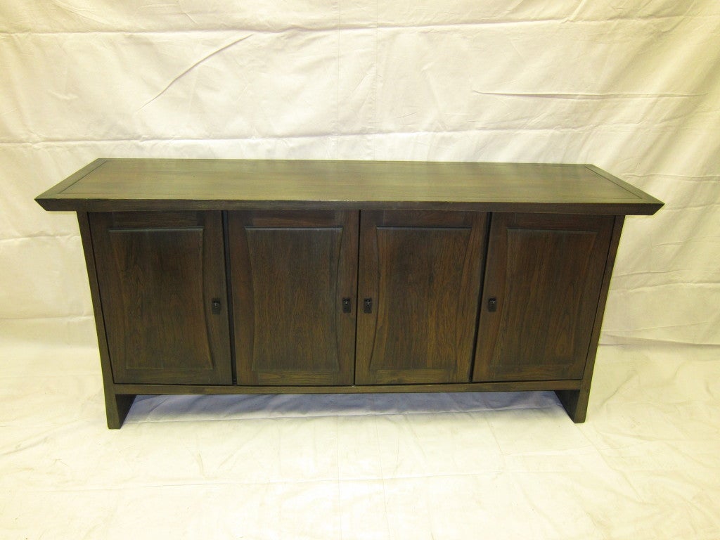 Reclaimed teak sideboard, solid teak wood. This is a one of a kind custom made sideboard.  All solid old growth Teak wood, no verniers.   
A beautiful piece in very good condition.  A perfect size with great storage.   