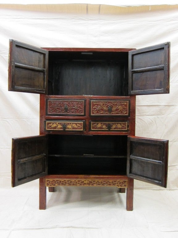 Chinese 19th Century Carved Gilt Cabinet