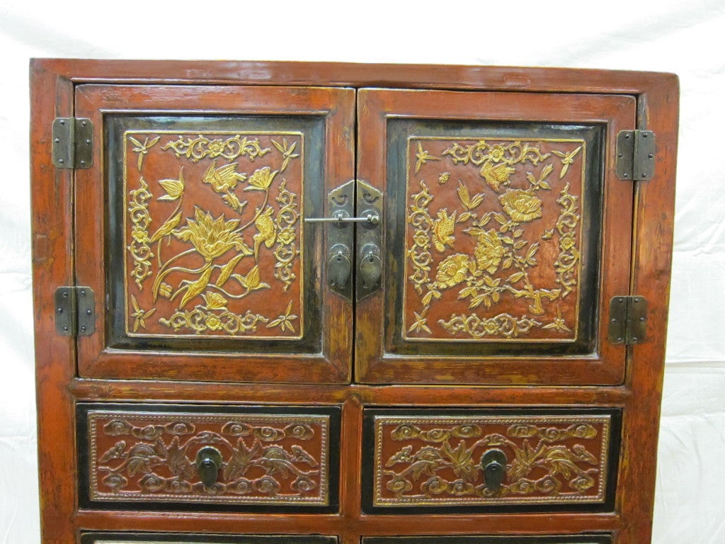 Cedar 19th Century Carved Gilt Cabinet