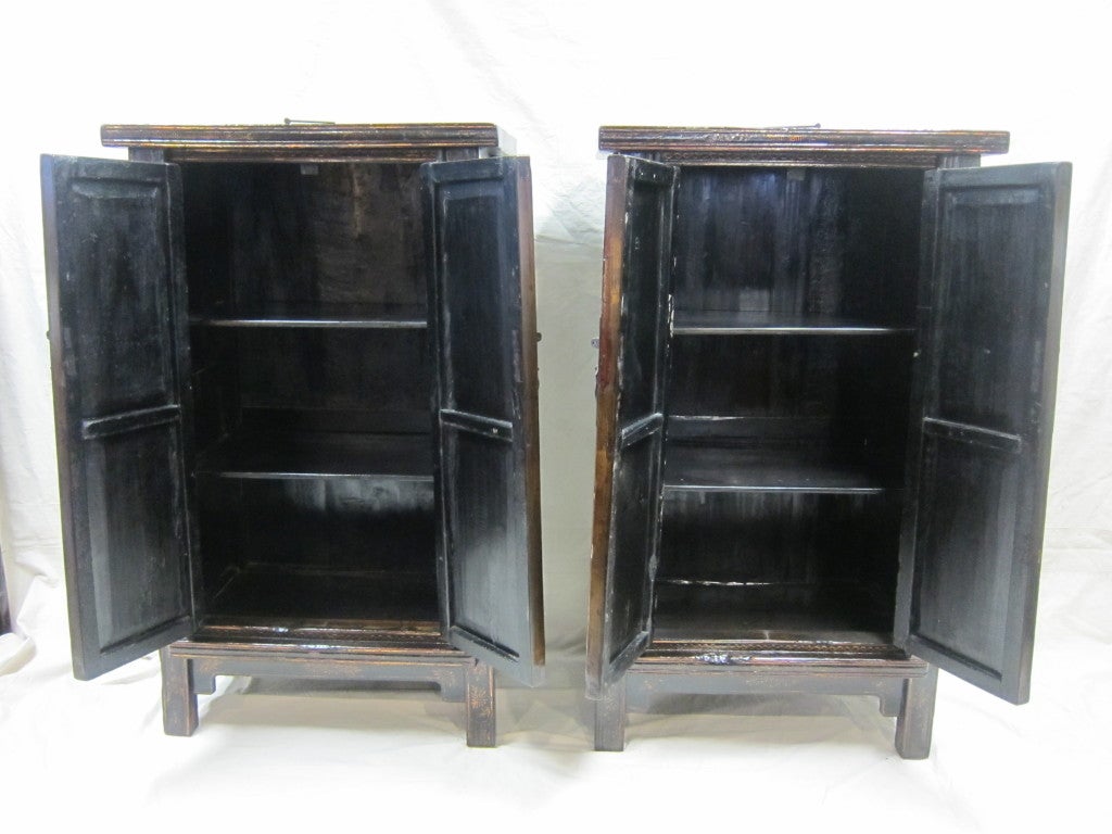 A wonderful pair of 19th century tapered gilt painted wedding cabinets.  Very good condition, stunning as a pair.