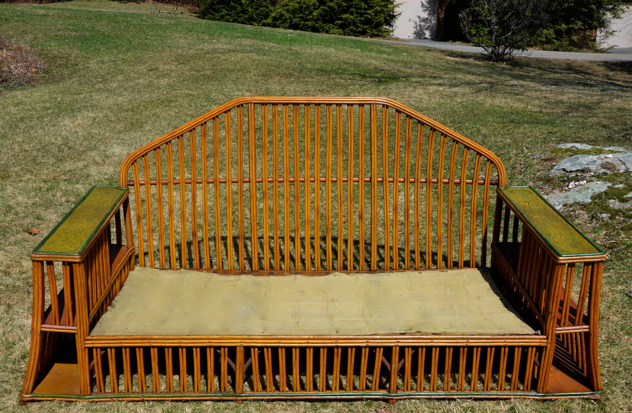 Antique Heywood Wakefield Stick Wicker Seating Set In Good Condition In Old Saybrook, CT