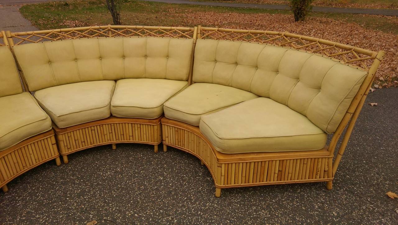 Mid-20th Century Beautiful Ficks Reed Midcentury Rattan Sectional Sofa