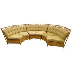 Vintage Beautiful Ficks Reed Midcentury Rattan Sectional Sofa