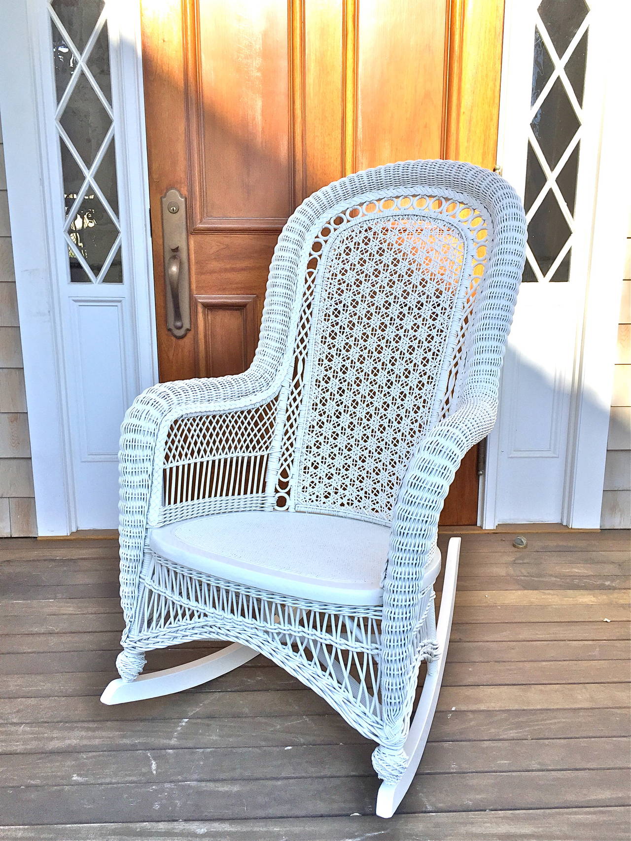 Victorian Wicker Rocker In Excellent Condition In Old Saybrook, CT