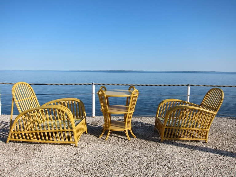 Heywood Wakefield Stick Wicker Set In Good Condition In Old Saybrook, CT