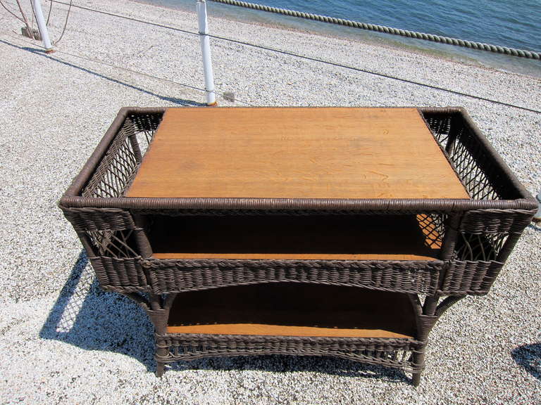 American Antique Wicker Library Table