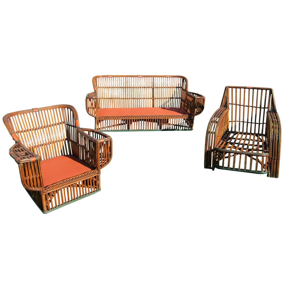 Antique Stick Wicker Rattan Set