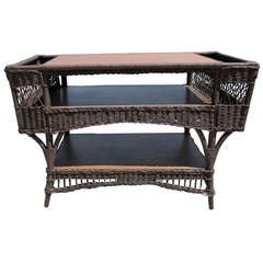 Antique Wicker Library Table