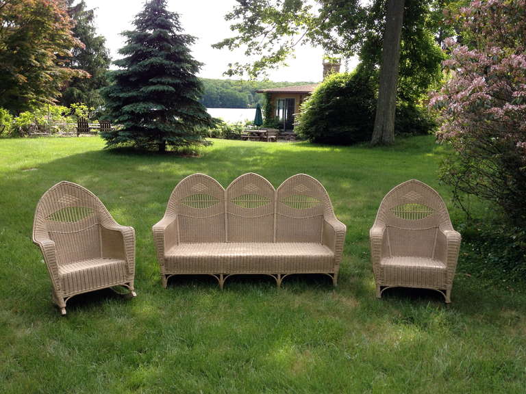 Antique Deco Wicker Set For Sale at 1stDibs