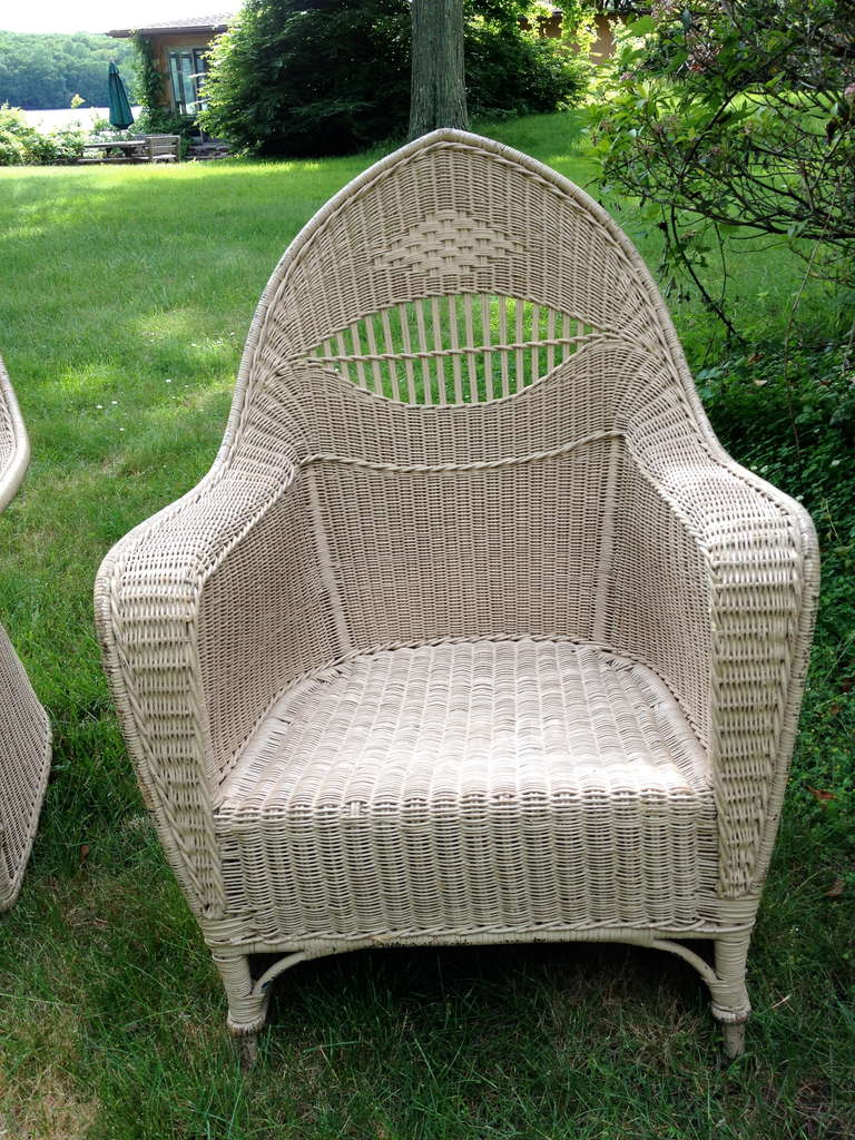 Antique Deco Wicker Set In Good Condition For Sale In Old Saybrook, CT