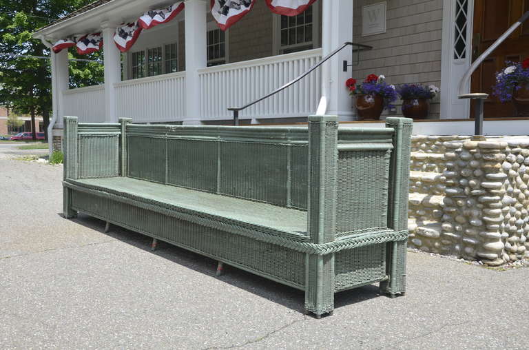 American Antique Wicker Bench For Sale