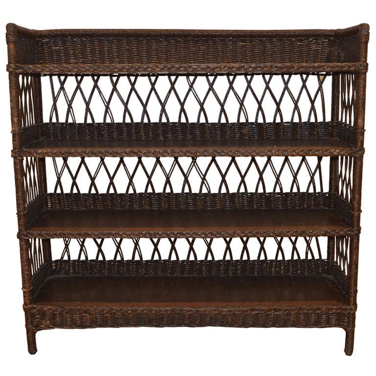 Antique Wicker Bookcase at 1stDibs