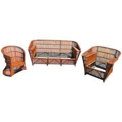 Antique Stick Wicker/Rattan Set