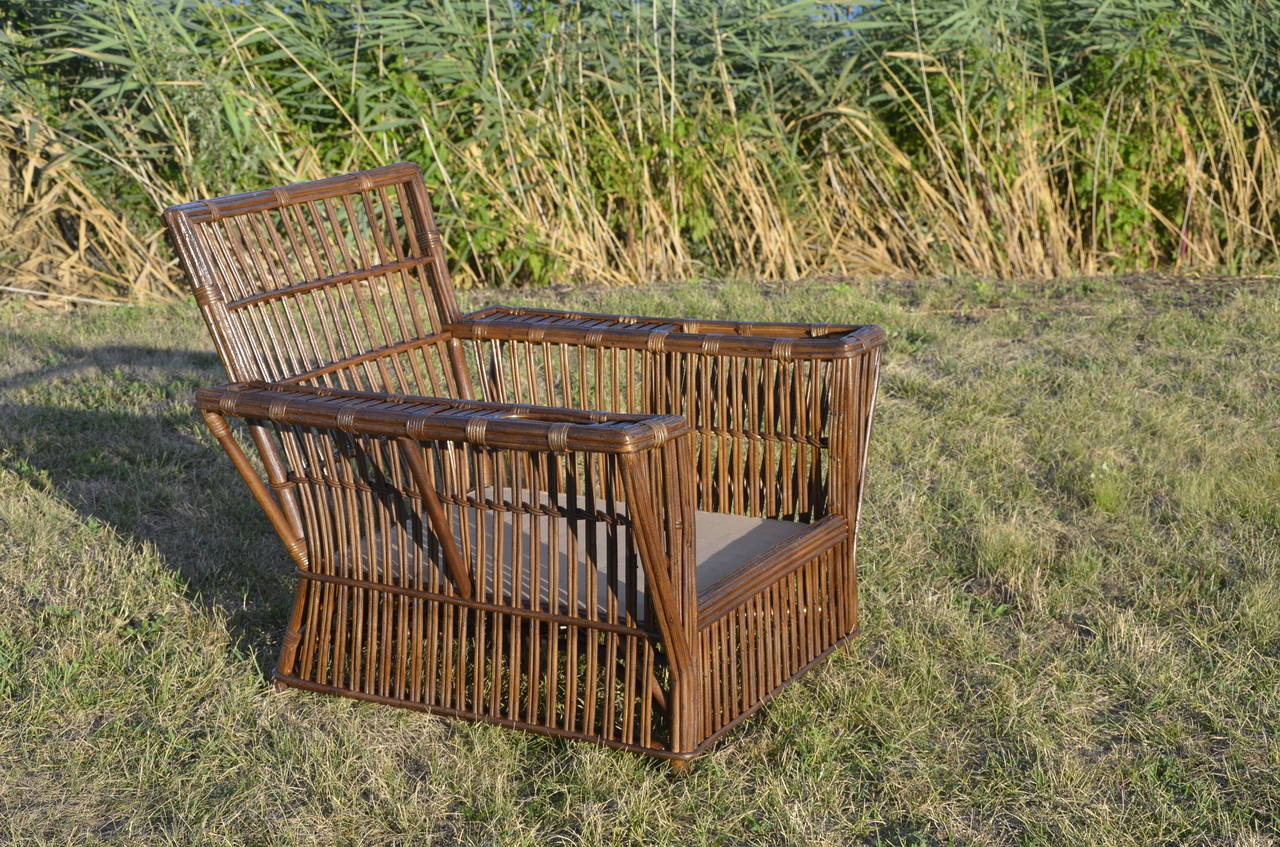 Antique Wicker Lounge Chair and Ottoman at 1stDibs