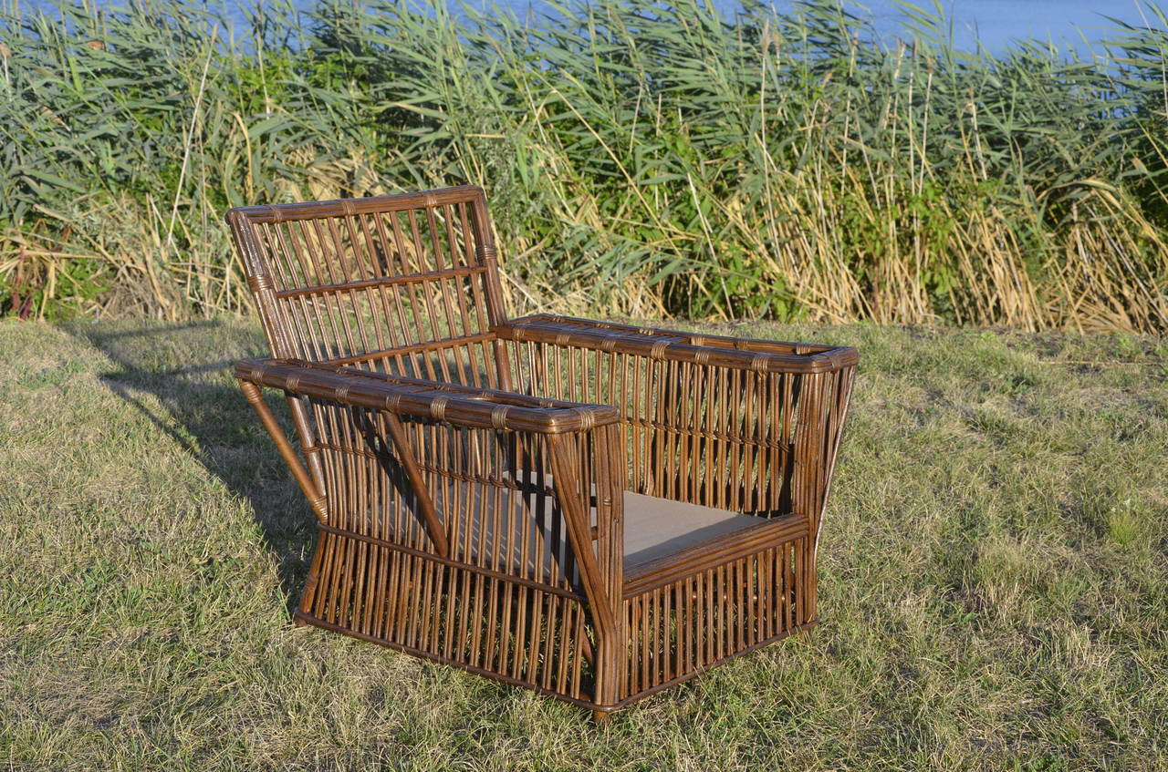 Antique Wicker Lounge Chair and Ottoman at 1stDibs