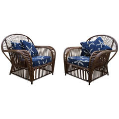 Antique Stick Wicker Lounge Chairs 11