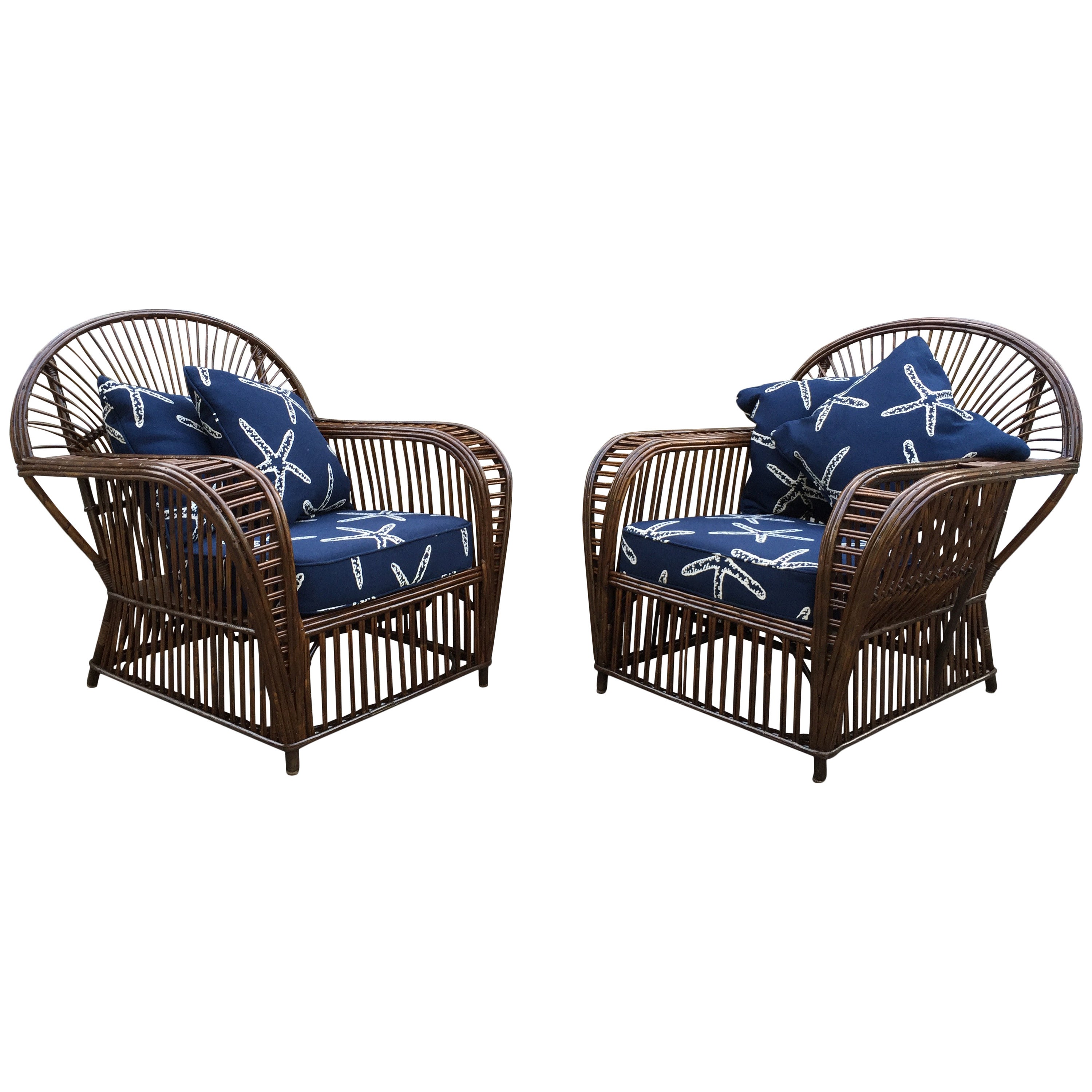 Antique Stick Wicker Lounge Chairs