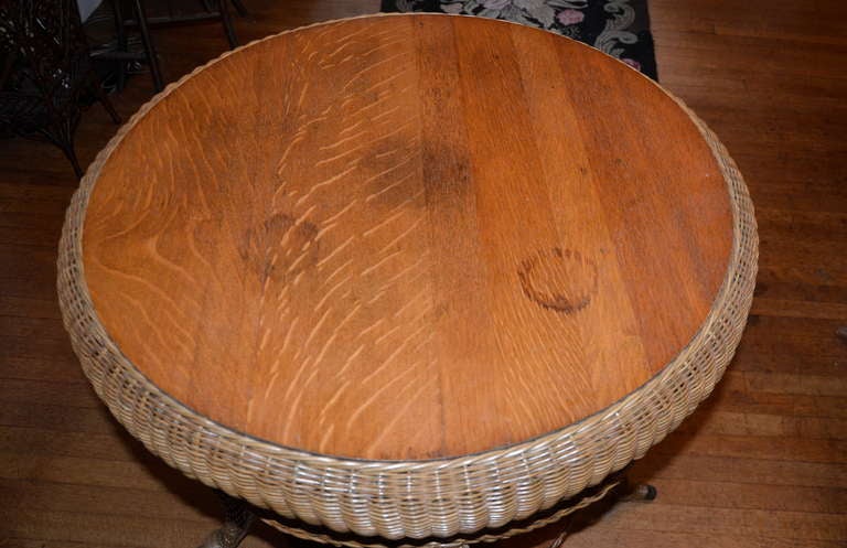 Fancy Antique Wicker Victorian Table For Sale 1