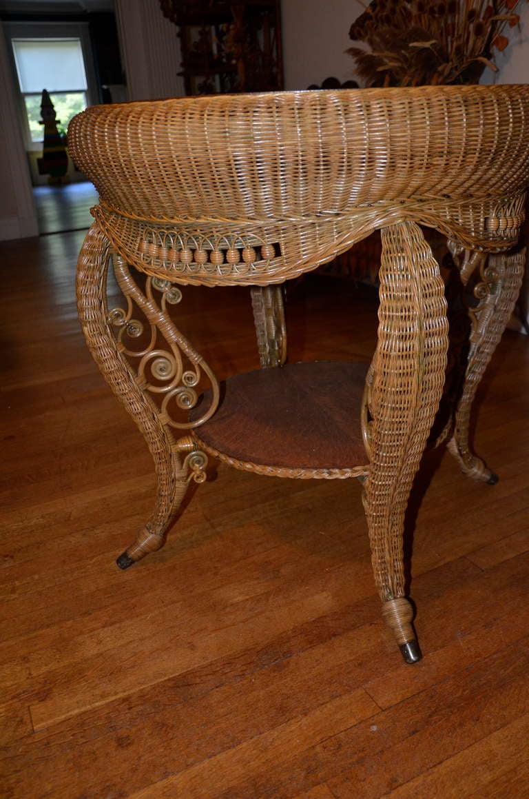 19th Century Fancy Antique Wicker Victorian Table For Sale