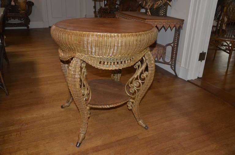 Fancy Antique Wicker Victorian Table For Sale 2