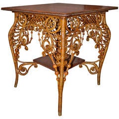 Ornate Victorian Antique Wicker Table