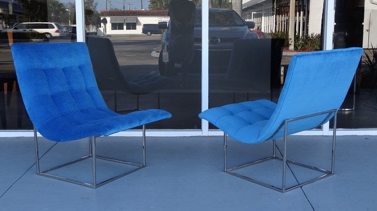 Pair of Milo Baughman Scoop Lounge Chairs In Excellent Condition In Miami, FL