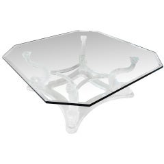 Stunning Lucite Coffee Table With Dolphins