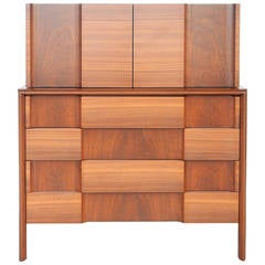 Geometric Walnut Highboy by Edmond Spence